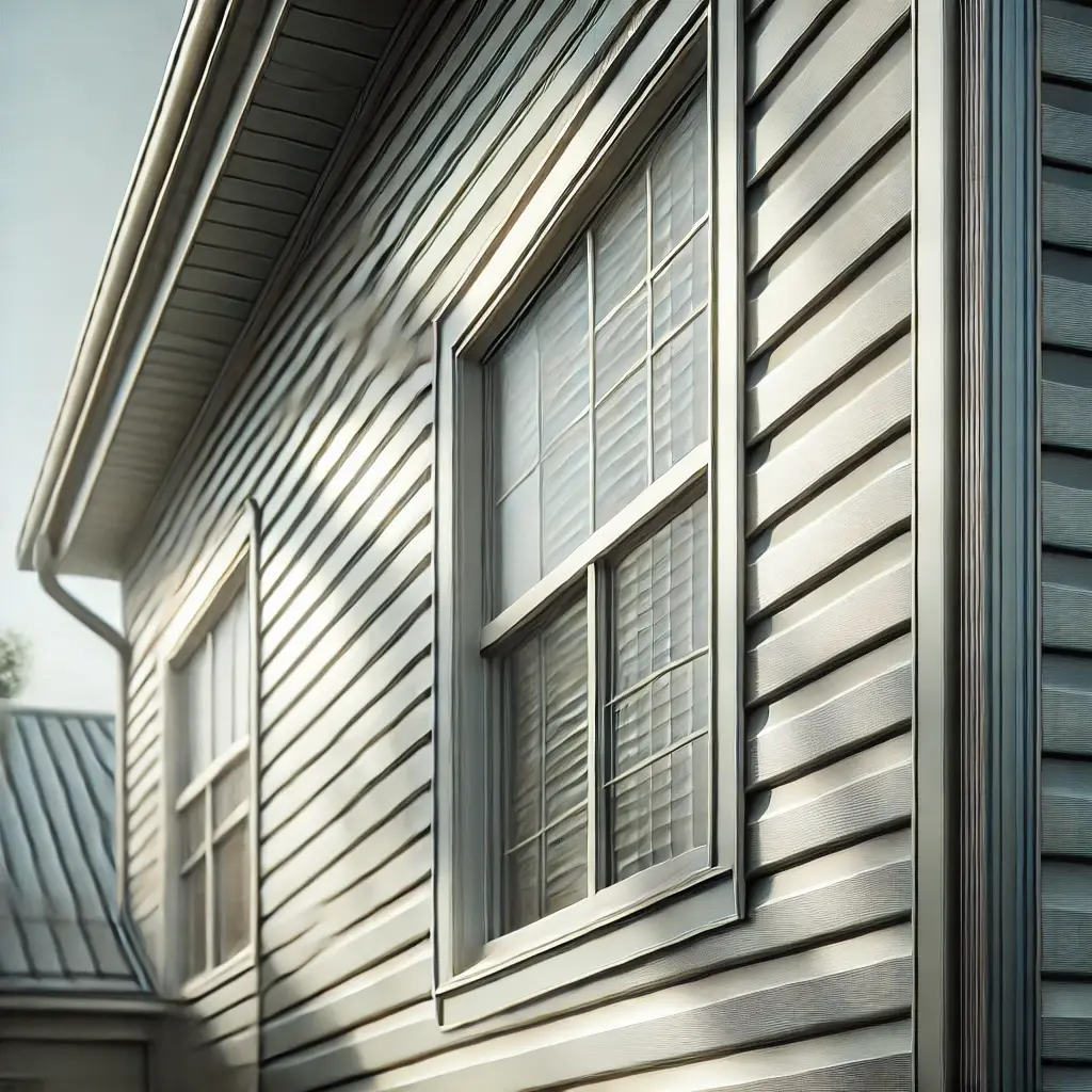 DALL·E 2024-07-27 12.46.26 - A close-up image of a house with aluminum siding. The siding should be clean, well-maintained, and show the characteristic horizontal panels. The colo